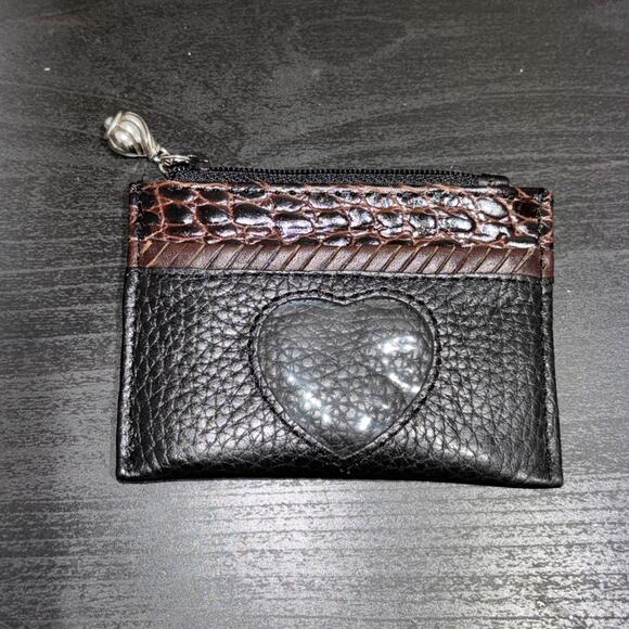 Brighton Croc Mini Leather ID & Credit Card Holder W/ Zipper Coin Pouch - Picture 1 of 5